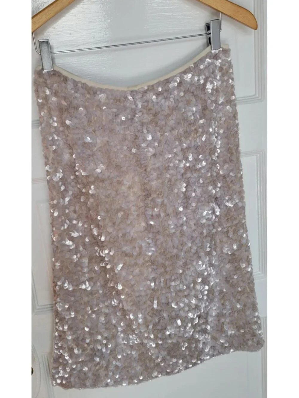 Emma Black Cream Sequin Silk Pencil Skirt Size 6 NWT